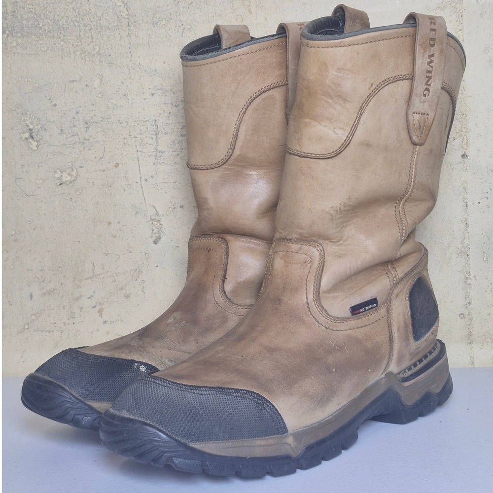Red Wing FlexForce 4448 Boots Men 11 D Tan Leather Waterproof Pull On